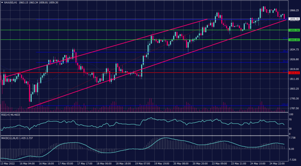 Spot Gold chart on 25 May 2022